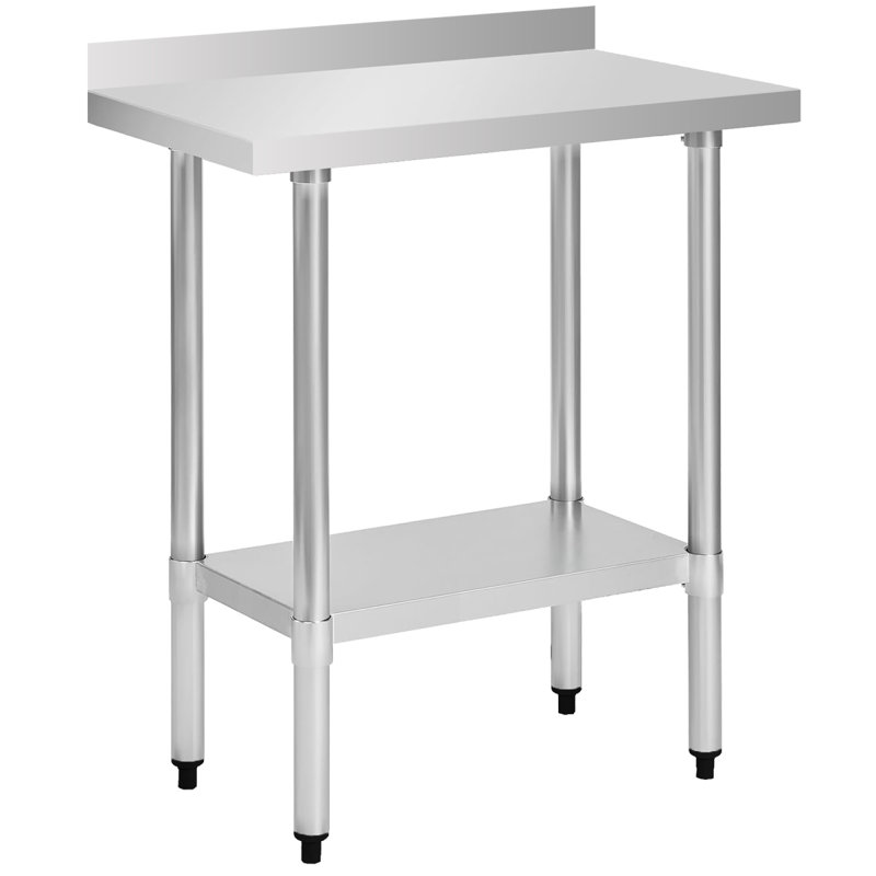 Table de travail commerciale en acier inoxydable de calibre 18 18 po x 30 po avec dosseret de 4 po et tablette inférieure