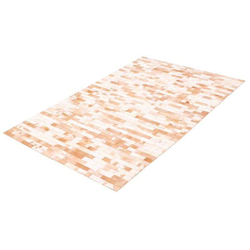 Tayiah One-of-a-Kind 4'9 X 7'8 New Age Leather Area Rug in Beige