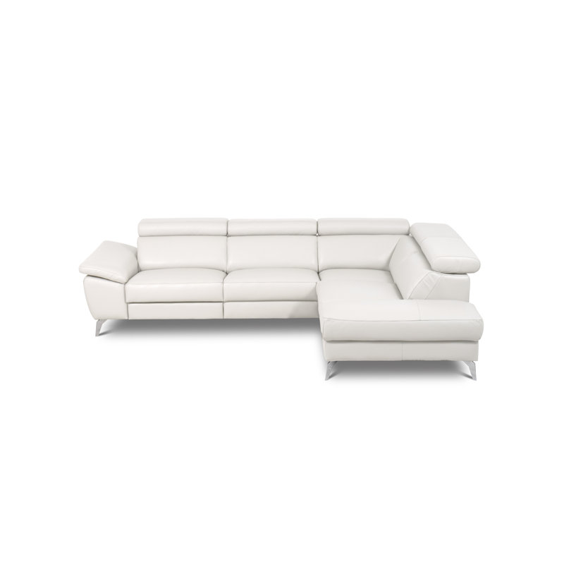 Power Reclining European Sectional with Adjustable Headrests & Armrest Veeha from Italian Leather Veeha, Right Hand Facing