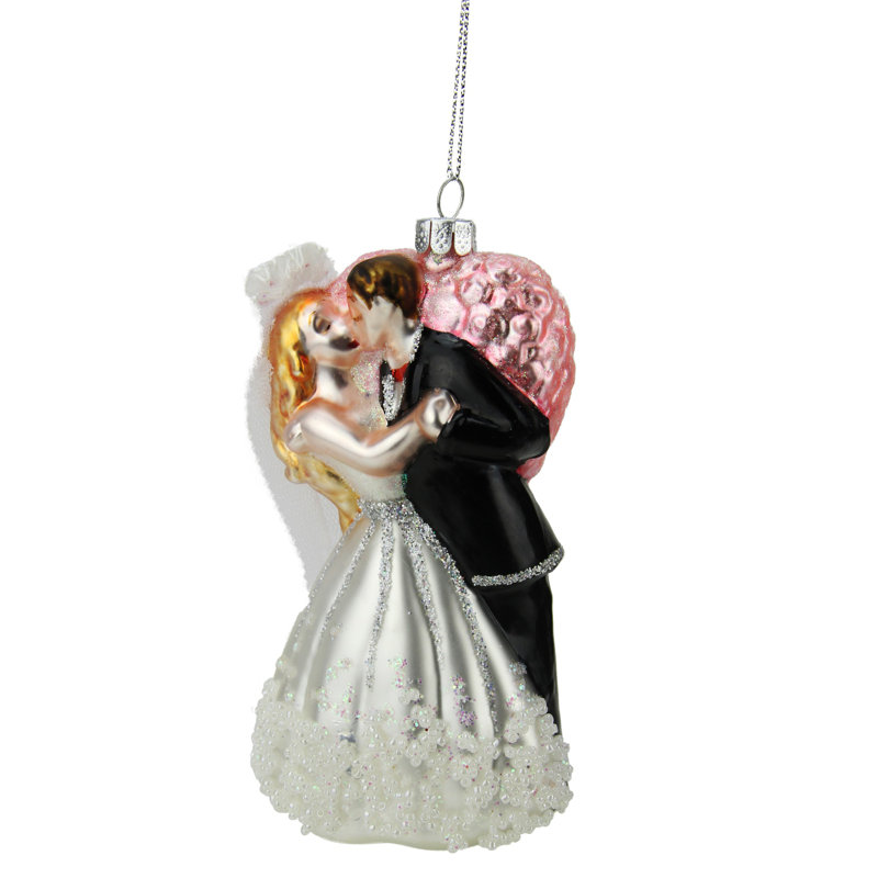 Ornement de mariage en verre 5,25 po