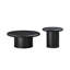 Ensemble de 2 tables basses rondes modernes avec placage de bois, tables d'appoint gigognes pour salon, noir