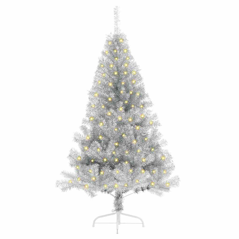  Artificial Pre-lit Christmas Tree Silver PET, 3.94' H