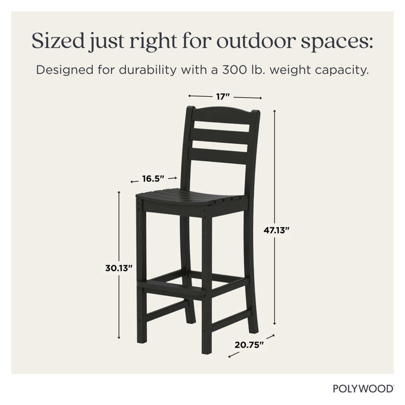 POLYWOOD La Casa Café 47.13'' Armless Outdoor Bar Stool, Mahogany