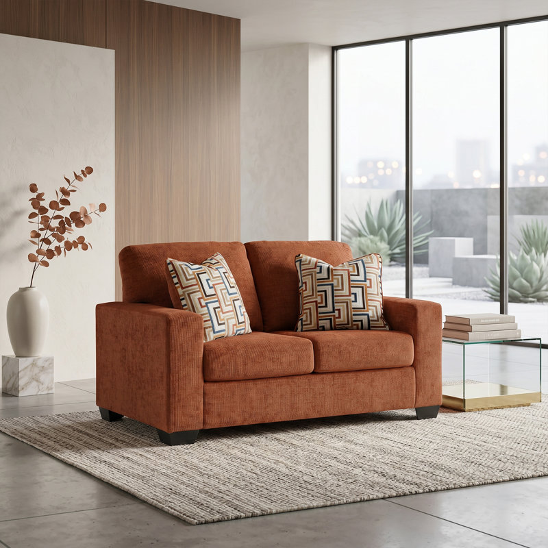 Kleban Binette Loveseat, Orange Polyester