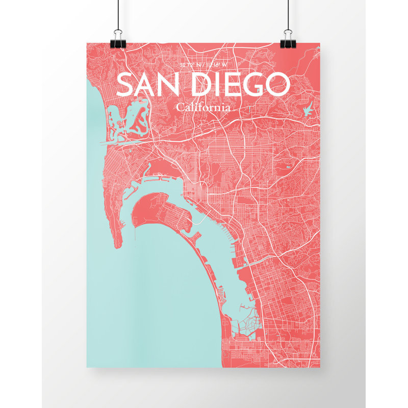 San Diego - No Frame Print, 43.2cm H x 27.9cm W x 0.13cm D