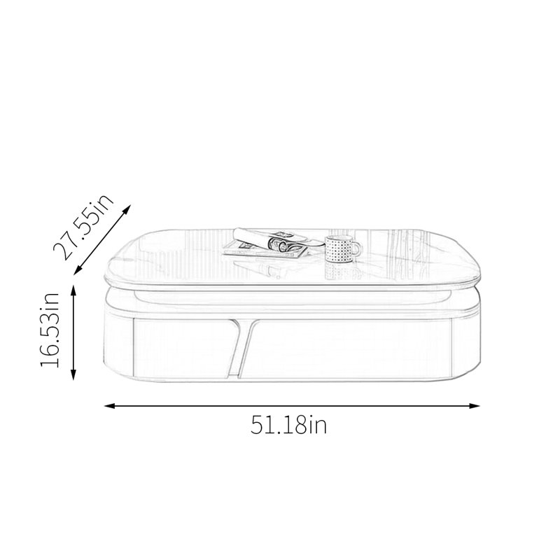 Table basse italienne en pierre monocristalline, Noir, H 16,53 po x L 59,05 po x l 31,49 po