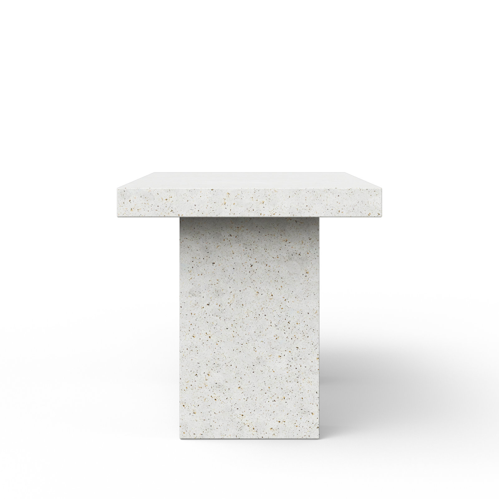 Kareen Pedestal Dining Table, Counter Table (36.25" Height), 70.75" L x 35.5" W, Ivory Terrazo