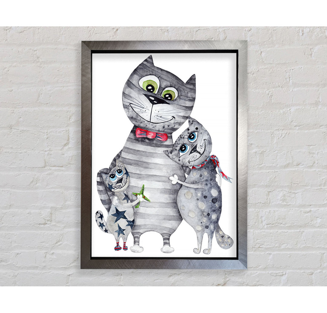 Gerahmter Kunstdruck Cat Family Love