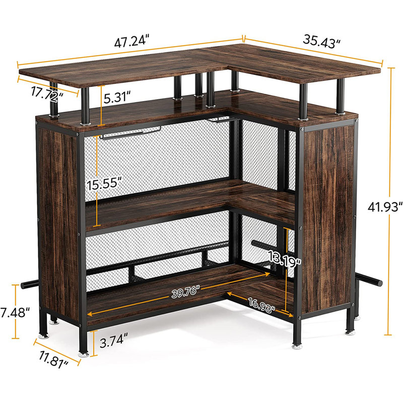 Bhima Bar Unit with Storage, Brown