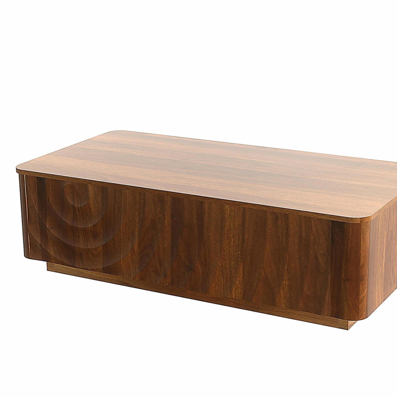 Table basse rectangulaire Mid-Century de 47,2 po avec tiroirs de rangement, Noyer