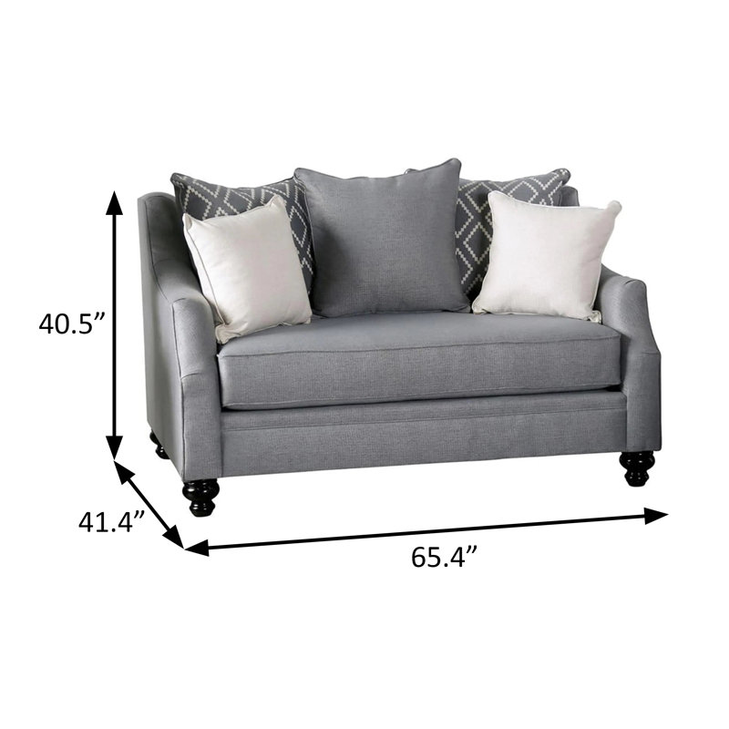 Causeuse transitionnelle l 65,4 po, gris, Gris