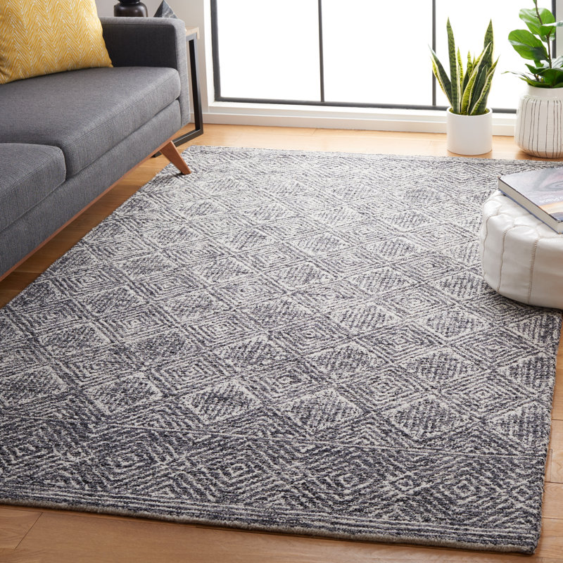 Kaitlee Hand Tufted Wool Pile Geometric Rug, Rectangle 5' x 8'