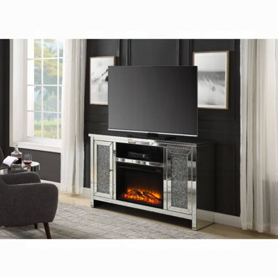 Meuble télé avec foyer à miroir Viraj Glam