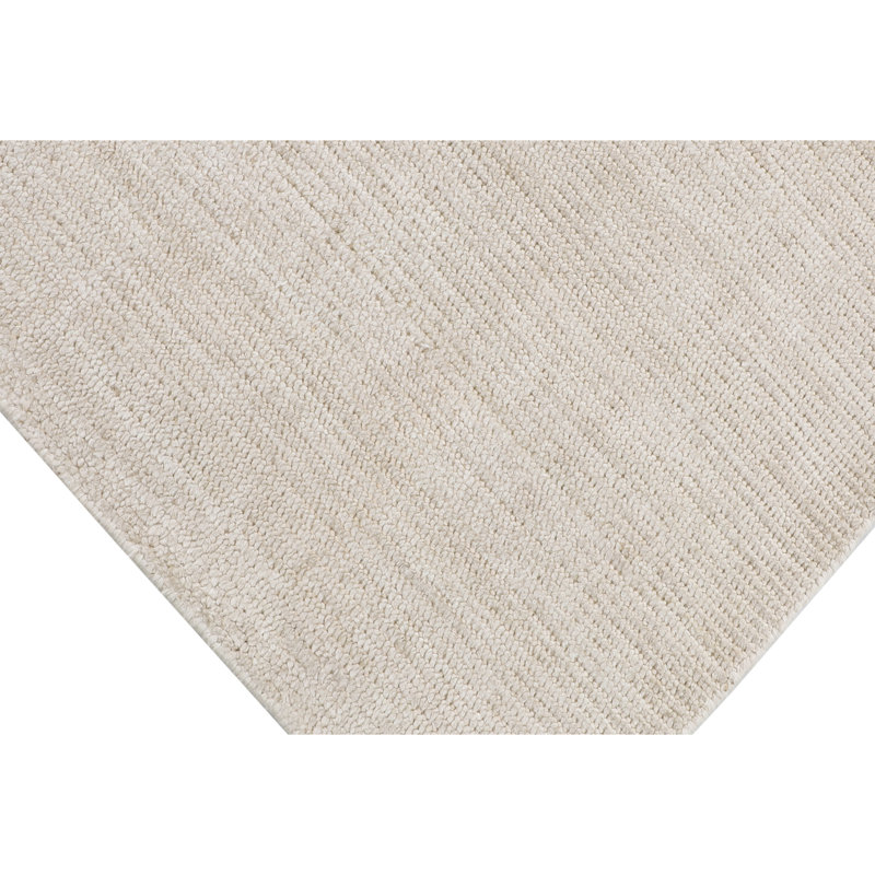 Tapis de couleur unie tissé à la main en viscose crème, Rectangle 8 pi x 10 pi