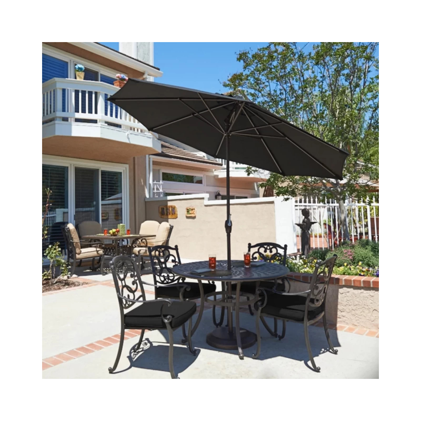 Stevie 108'' Outdoor Umbrella, Black Performance