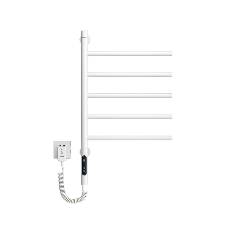 Heated Towel Racks For Bathroom, 180° Rotating Wall Mounted Towel Warmer With Built-in Timer, White