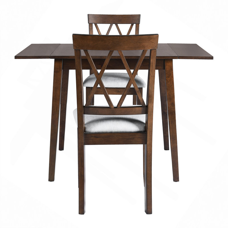Ensemble de salle à manger extensible, Table, 2 chaises, Brun