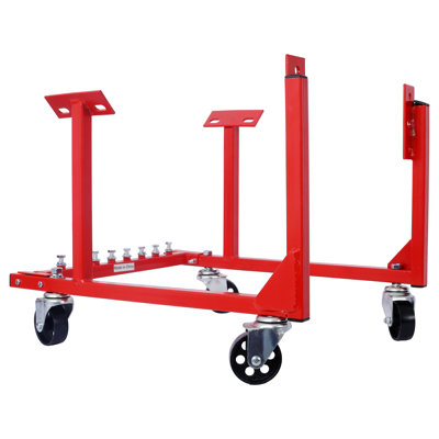 Red Steel Engine Cradle Stand with Wheels for Chevy Small and Big Block Motors