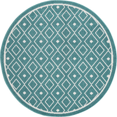 Tapis sarcelle géométrique intérieur / extérieur