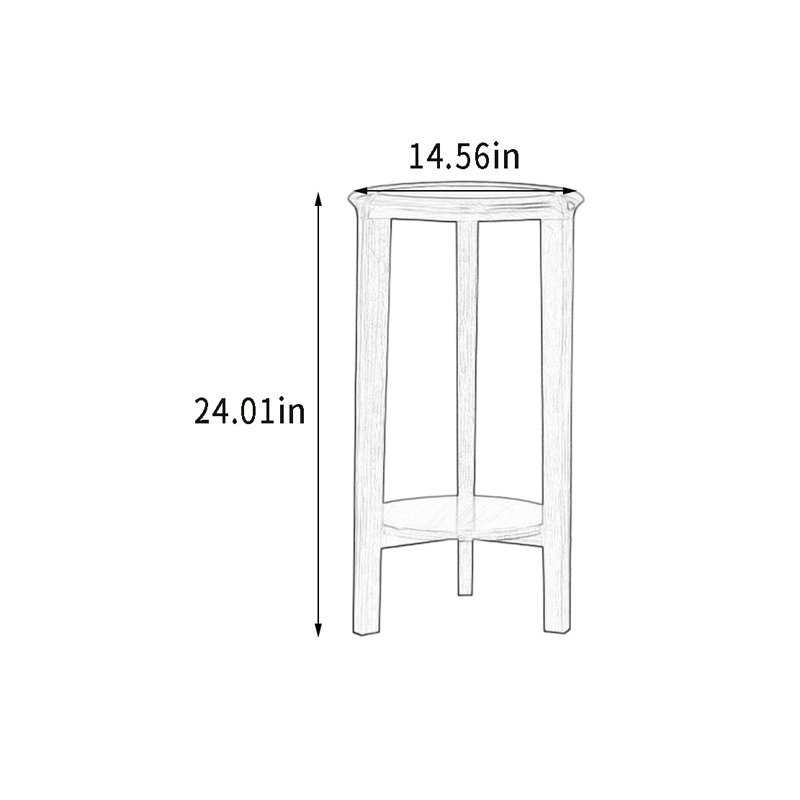 Support pour plante double en bois massif avec polishe, H 24,01 po x l 14,56 po x P 14,56 po