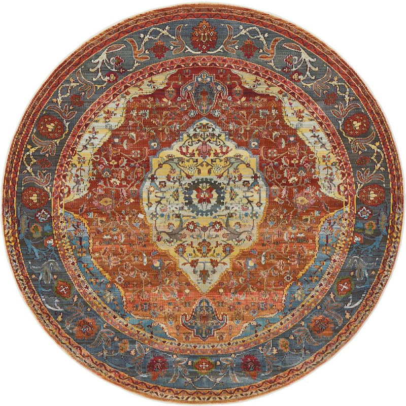Tapis à oriental brun Mulvihill, Rond 8 pi 4 po