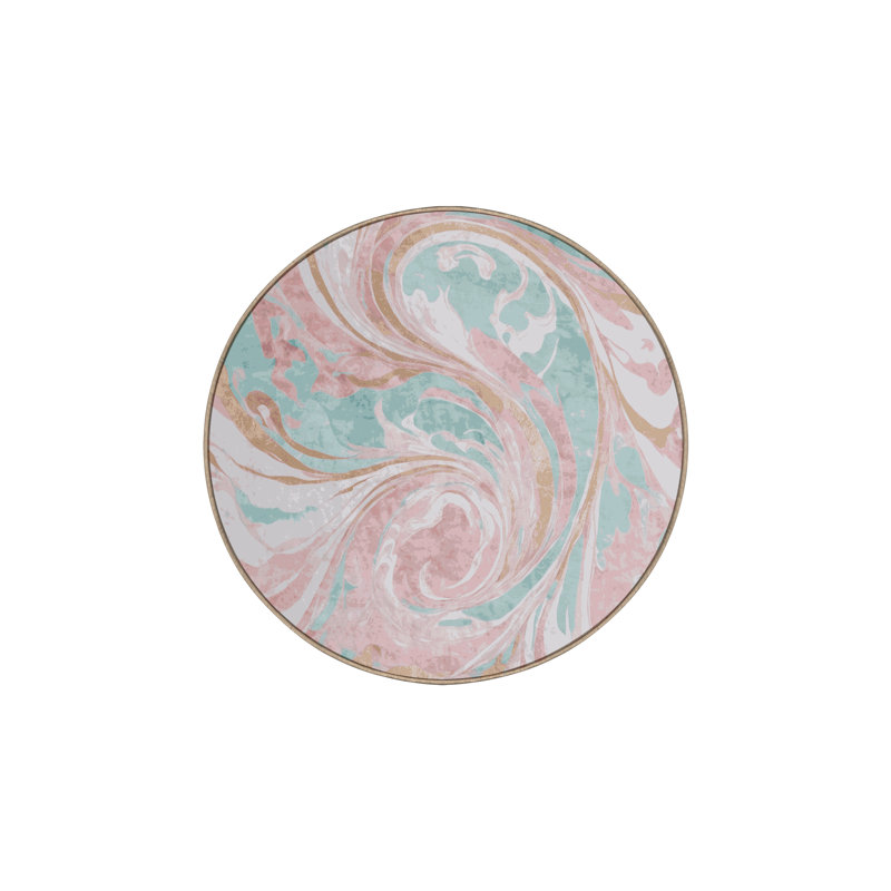 Machine Washable Beige Area Rug, Round 3'