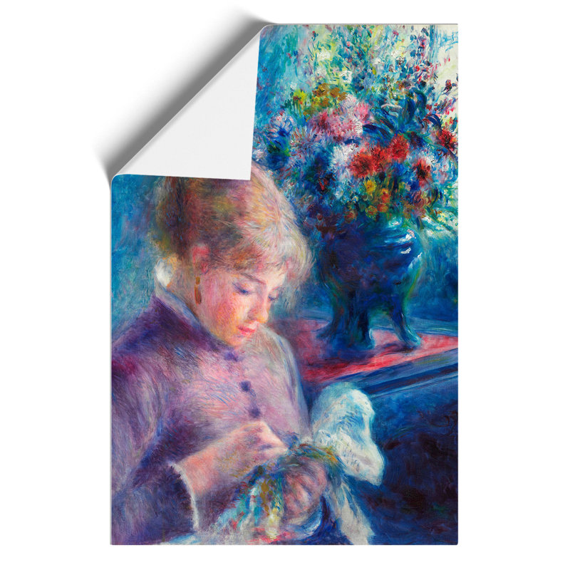 Young Woman Sewing by Pierre Auguste Renoir - Frameless Print, 59cm H x 42cm W x 0.1cm D