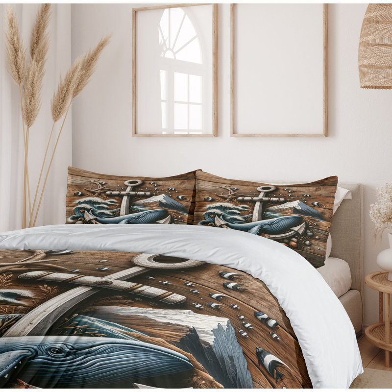 Nautical Duvet Cover, California King Duvet Cover + 2 Standard Shams
