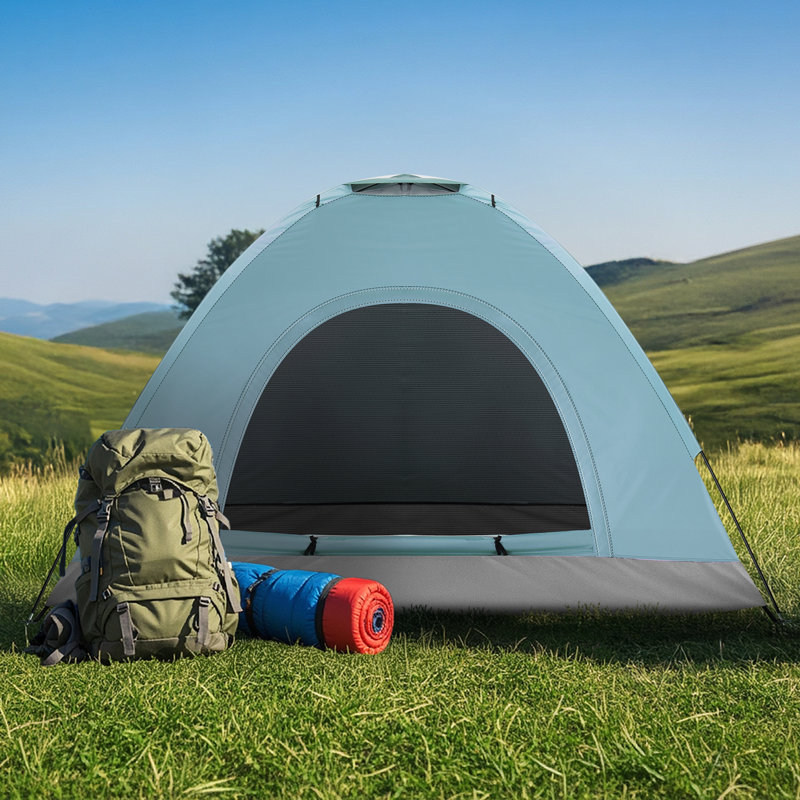 Tente de camping portable en forme de dôme pour 3 personnes, Bleu