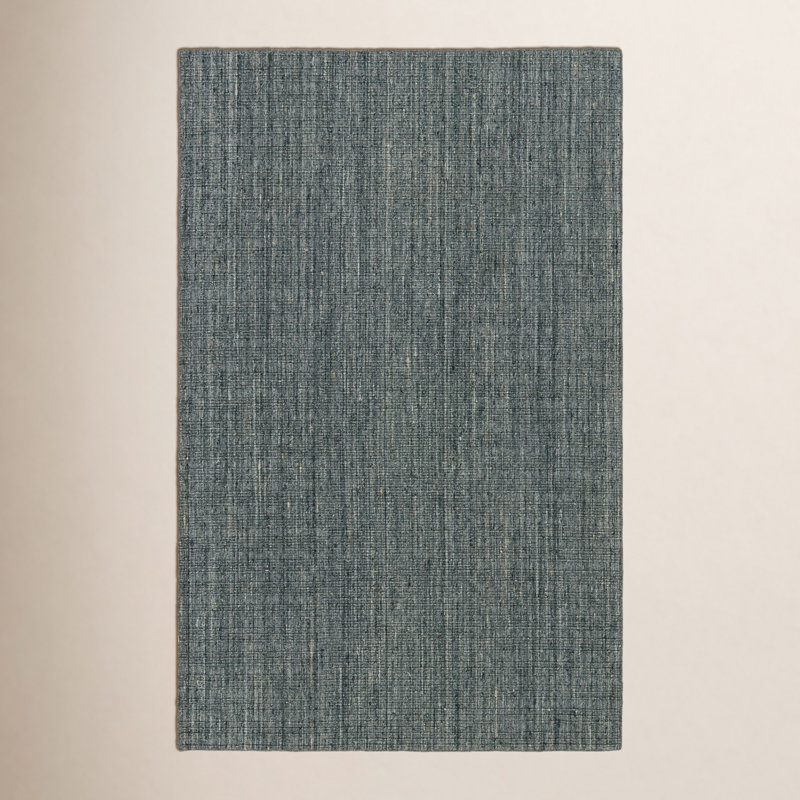Tapis rayé bleu / blanc Damond, Rectangle 8 pi x 10 pi