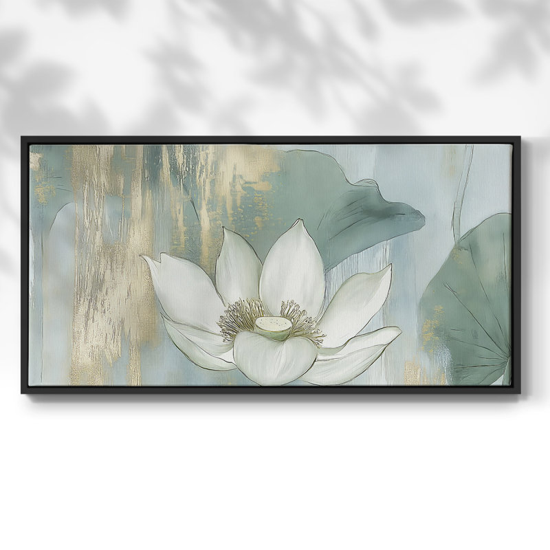 Botanical Series-CCDCLXIV- Toile tendue avec châssis tendue, prête à être accrochée, H 21 po x l 41 po, Noir