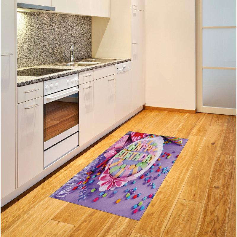 Purple High Density Long Fiber Poly Threads Decorative Area Rug Carpet, Rectangle 4' x 5'8"