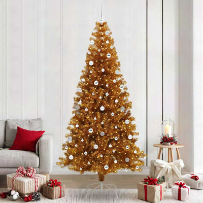 vidaXL Christmas Tree with 300 LEDs with Stand Gold PET