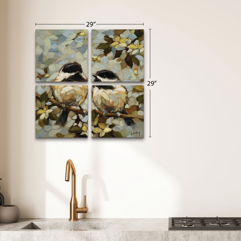 Ensemble de 4 panneaux muraux - Andrea Lavery «The Tender Years», art mural sur toile pour le salon, la chambre à coucher ou le bureau 