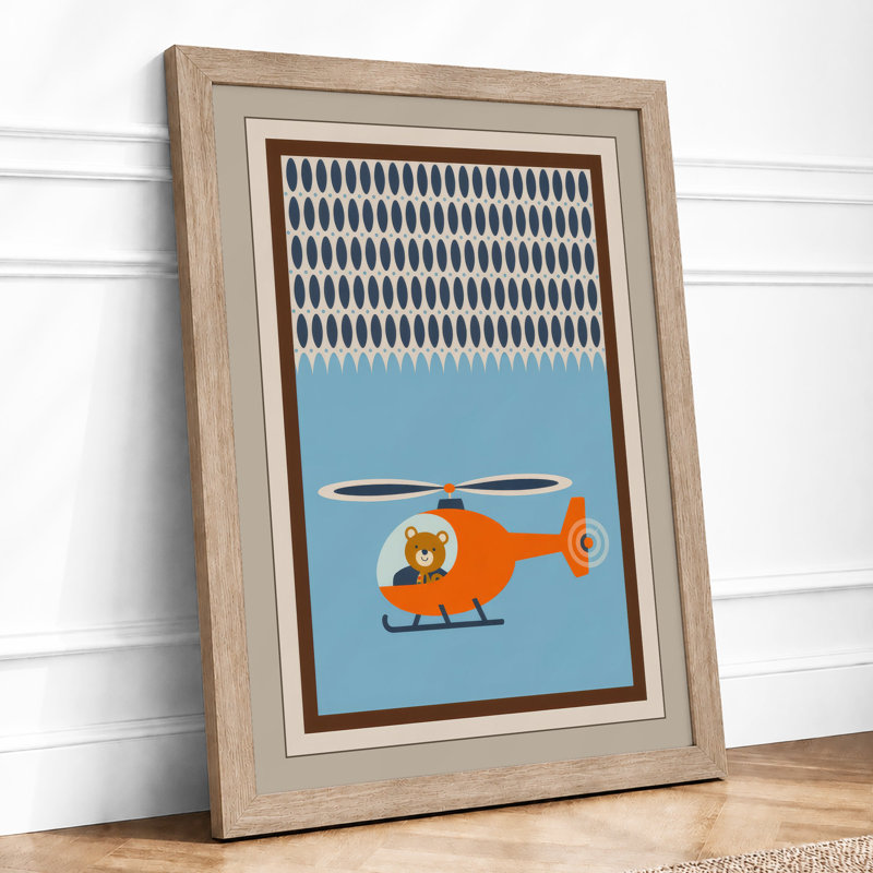Modernist Helicopter Mid-Century - Framed Print, A1 - 84.1 x 59.4 cm, Oak