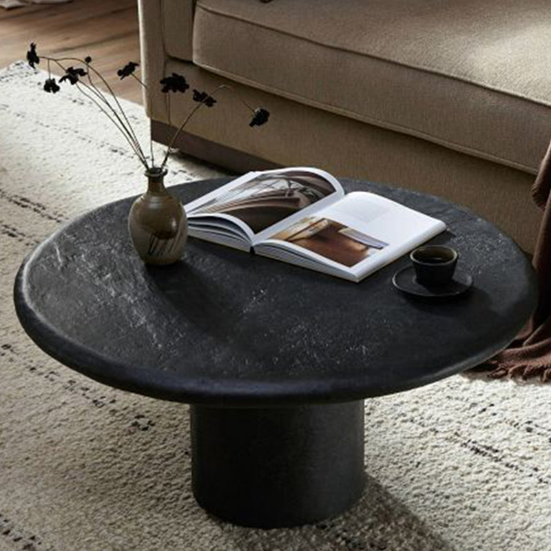Table à thé ronde de style moyen-antique., Black