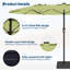 Parasol de patio rectangulaire de 15 pi avec lumières solaires et base inclus - Grand parasol de patio avec manivelle 48 lumières DEL, protection UV pour le marché extérieur, la cour, la terrasse, le bord de la piscine-466940360