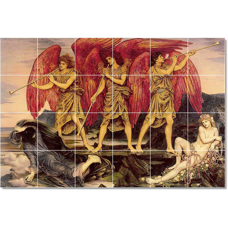 Carreau de céramique décorative 25,5 po x 17 po 4,25 po x 4,25 po, Evelyn De Morgan Angel W22286