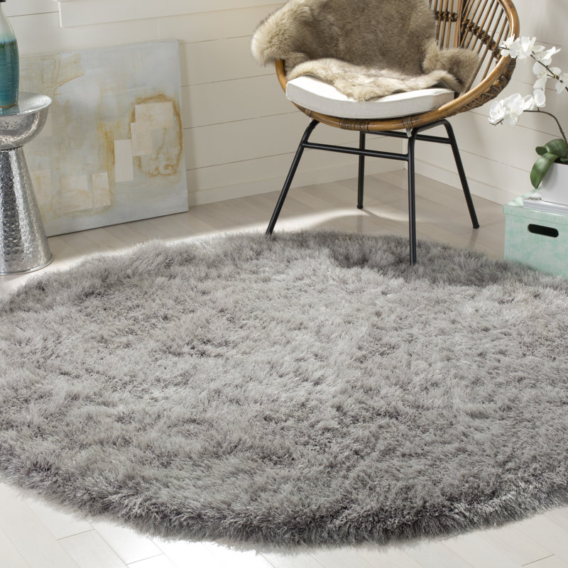 Molokai Shag Hand Tufted Performance Solid Color Rug, Round 4'