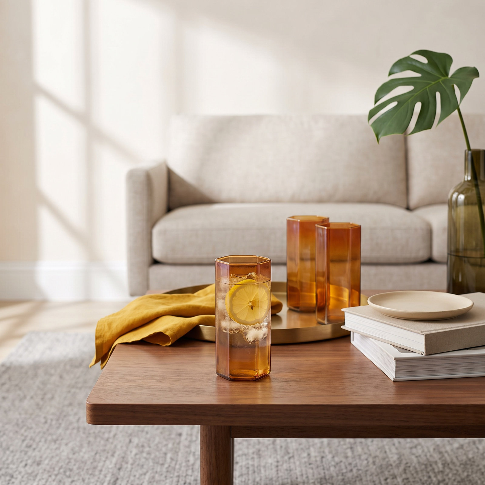 Helix Crystal Highball Glass, Orange