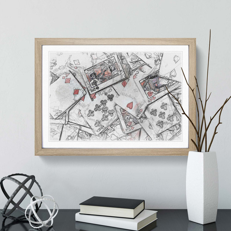 Deck of Cards in Abstract - Picture Frame Graphic Art Print, Oak Framed, 62cm H x 87cm W x 2cm D