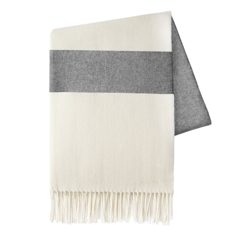 Sydney Herringbone Stripe Throw, Charcoal