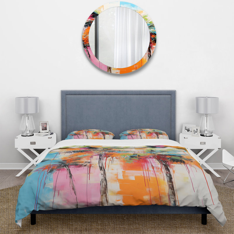 Ensemble de housse de couette en microfibre / polyester Palm Trees Palm V, Housse de couette pour grand lit et 2 taies décor