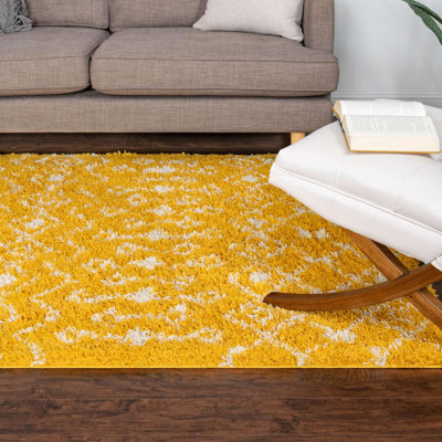 Tapis jaune à motif géométrique Griego