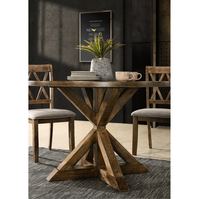 Attrayante table de salle à manger en bois à base croisée, aspect chêne campagnard, l 48 po x L 48 po H 31,5 po, élégante table en bois franc brun avec base, l 45,92 po x P 45,92 po