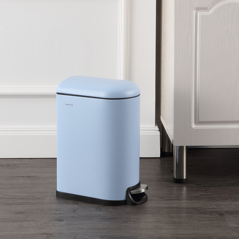 Tide Pool Blue Stainless Steel Step-Open Trash Can