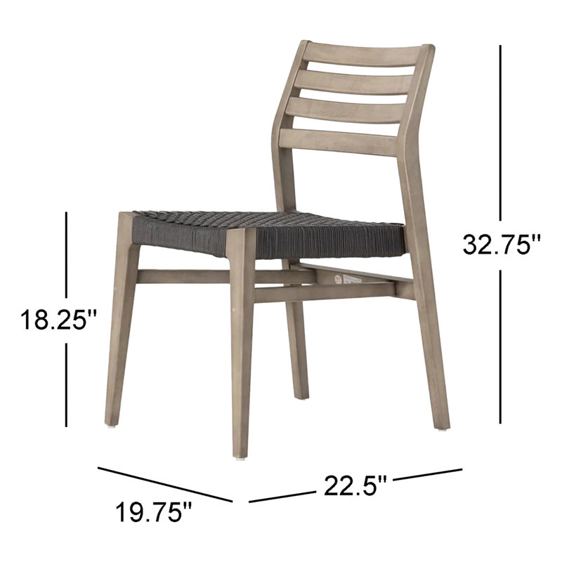 Outdoor Dining Side Chair, Gray/Black