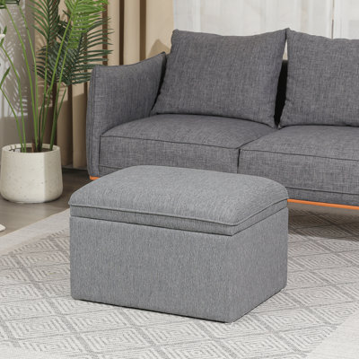 Upholstered 24"W  Linen Storage Bench Footrest Seating Ottoman