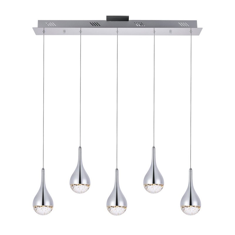 Carilyn - Light Chrome LED Cluster Pendant, 5, 9" H x 4" W x 34" D