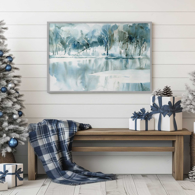 Imprimé sérénité «Frozen Forest», Cadre simple en or poli, H 9,25 po x l 11,25 po x P 1,25 po